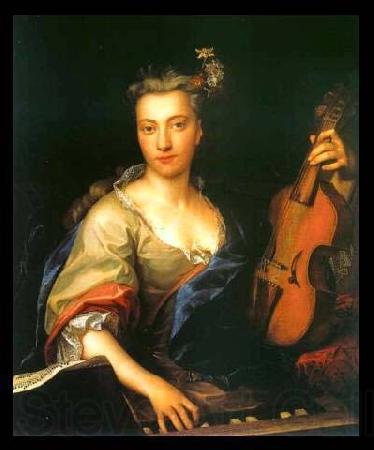 unknow artist Portrait of Young Woman Playing the Viola da Gamba Norge oil painting art